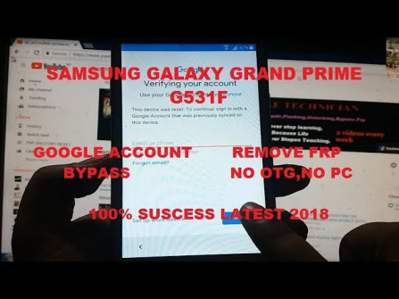 Samsung galaxy grand prime grandprimevelte sm g531f bypass google frp -  updated April 2024